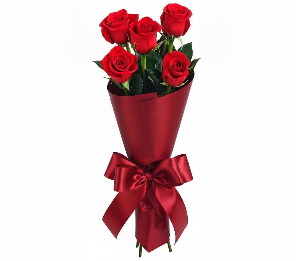 Букет 5 Красных роз Эдлесс Лав в Букановской