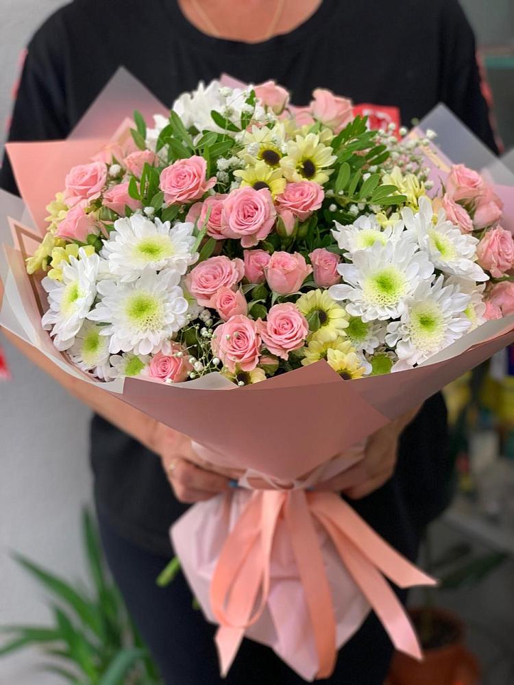 Букет цветов из: Розы и Хризантемы в Букановской