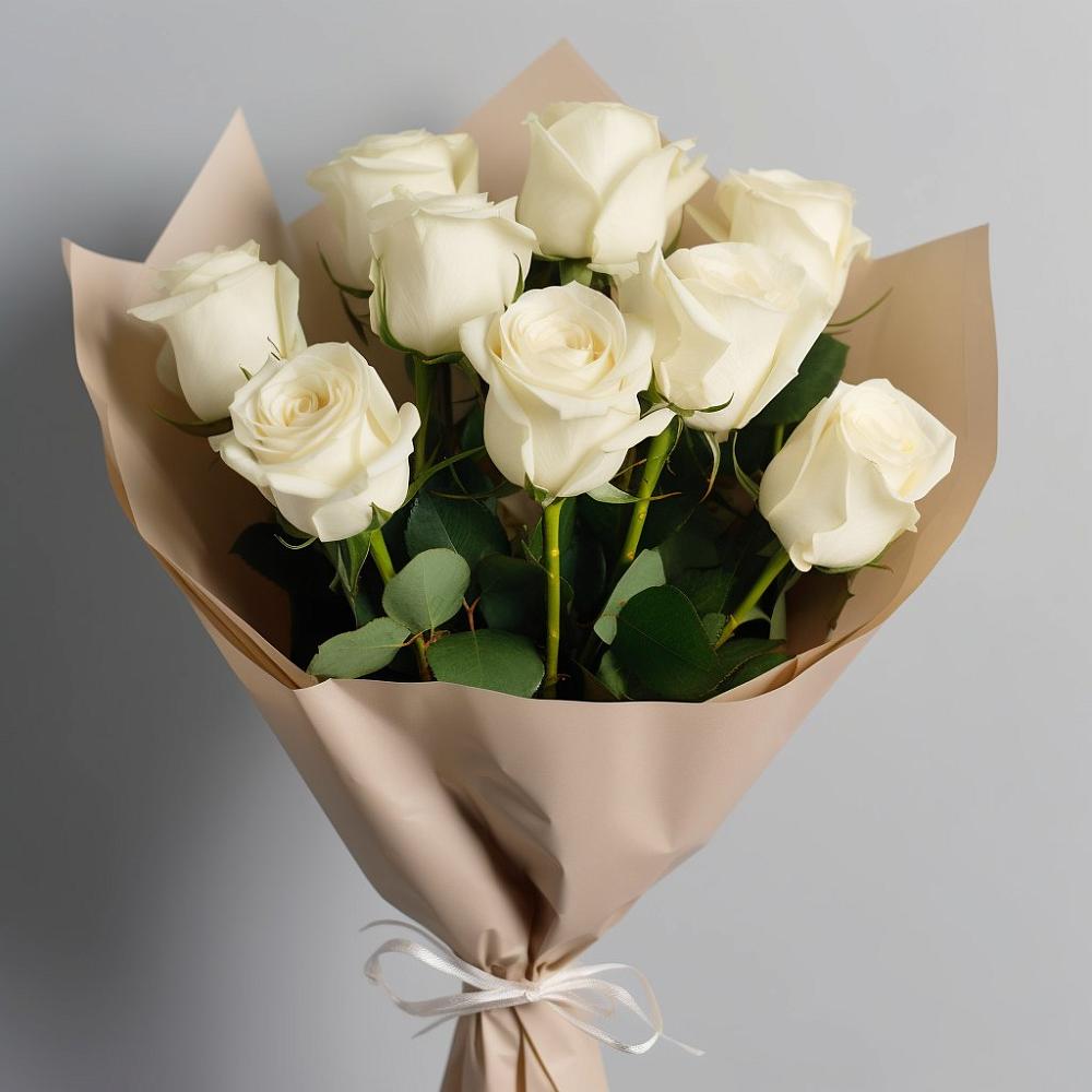 Букет 9 Белых роз Эдлесс Лав в Букановской