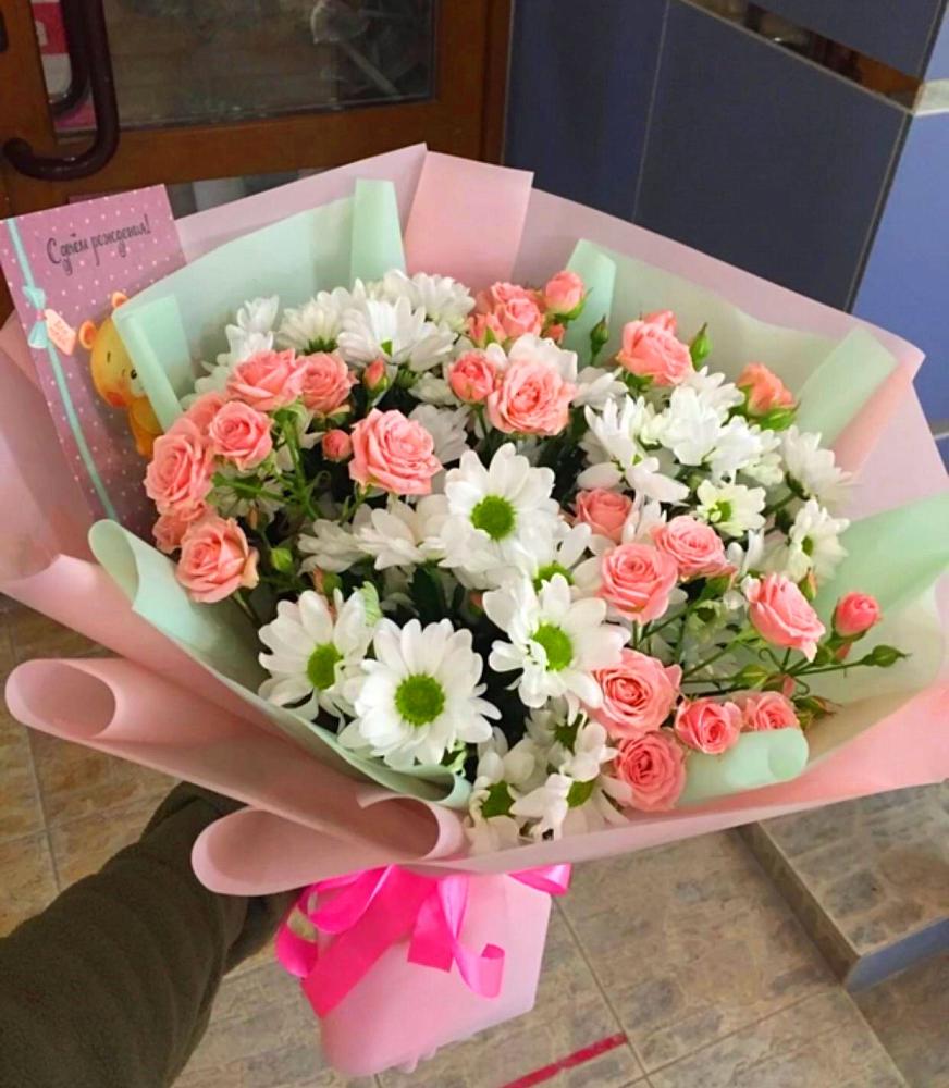 Букет цветов из: Розы и Хризантемы в Букановской