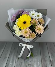 Букет цветов из:  Розы, Герберы и Хризантемы в Букановской