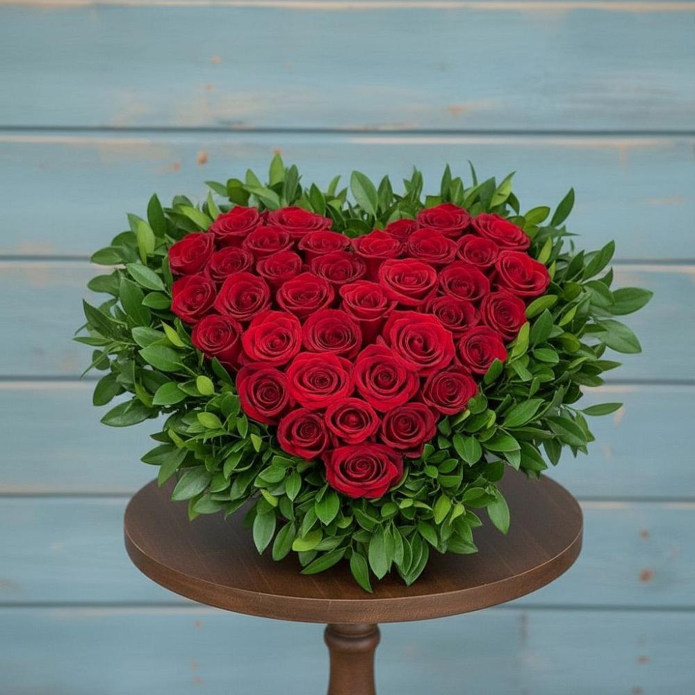 Цветочная композиция из Розы в виде сердца в Букановской