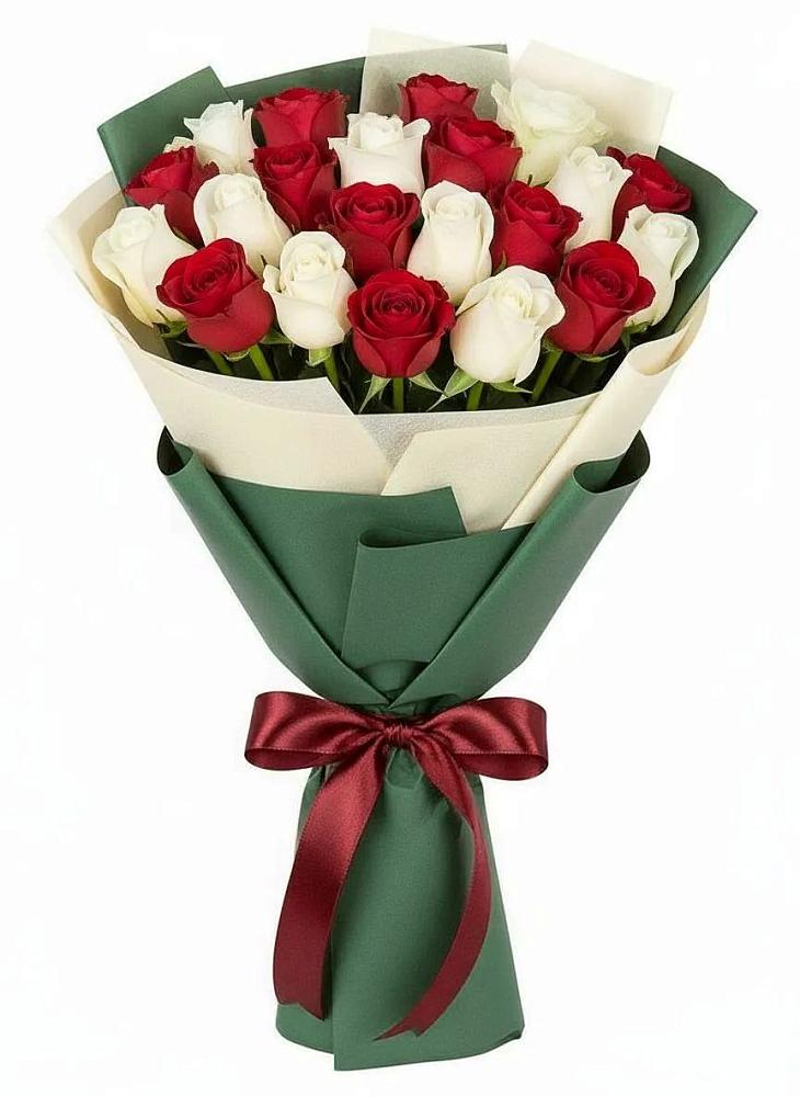 Букет Микс из красных и белых роз в Букановской