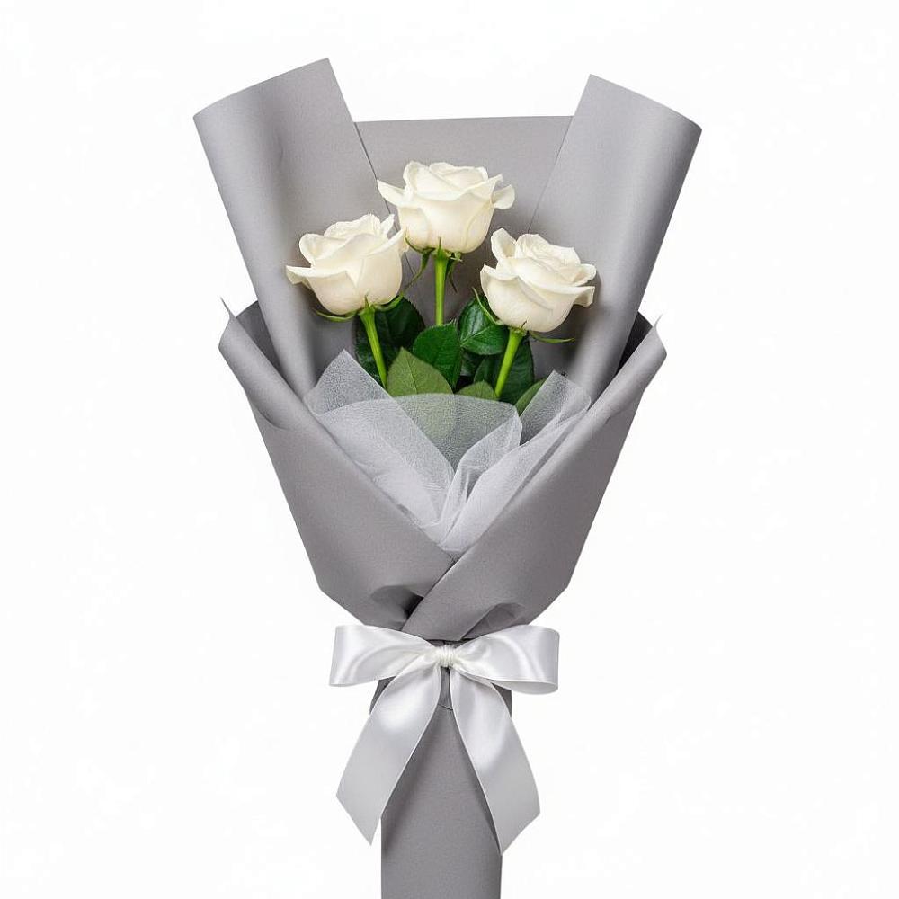 Букет 3 белые розы в Букановской