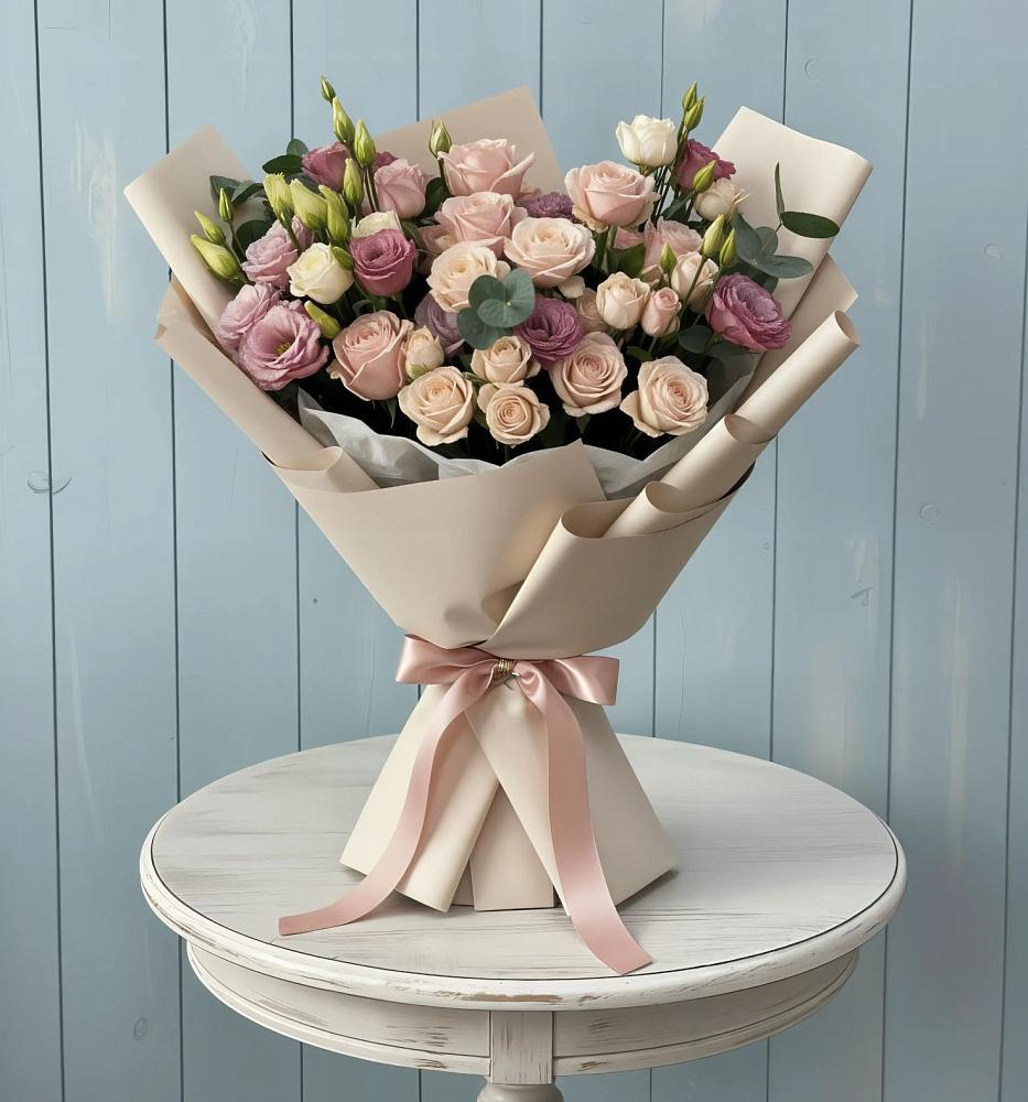 Букет цветов из: Розы и Лизиантусы в Букановской