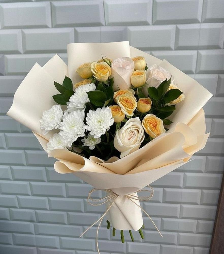 Букет цветов из: Розы и Хризантемы в Букановской