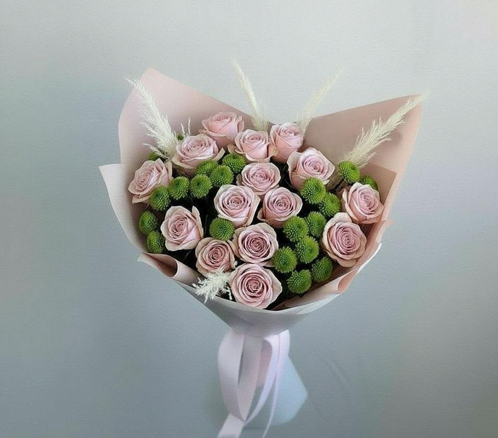 Букет цветов из: Розы и Хризантемы в Букановской