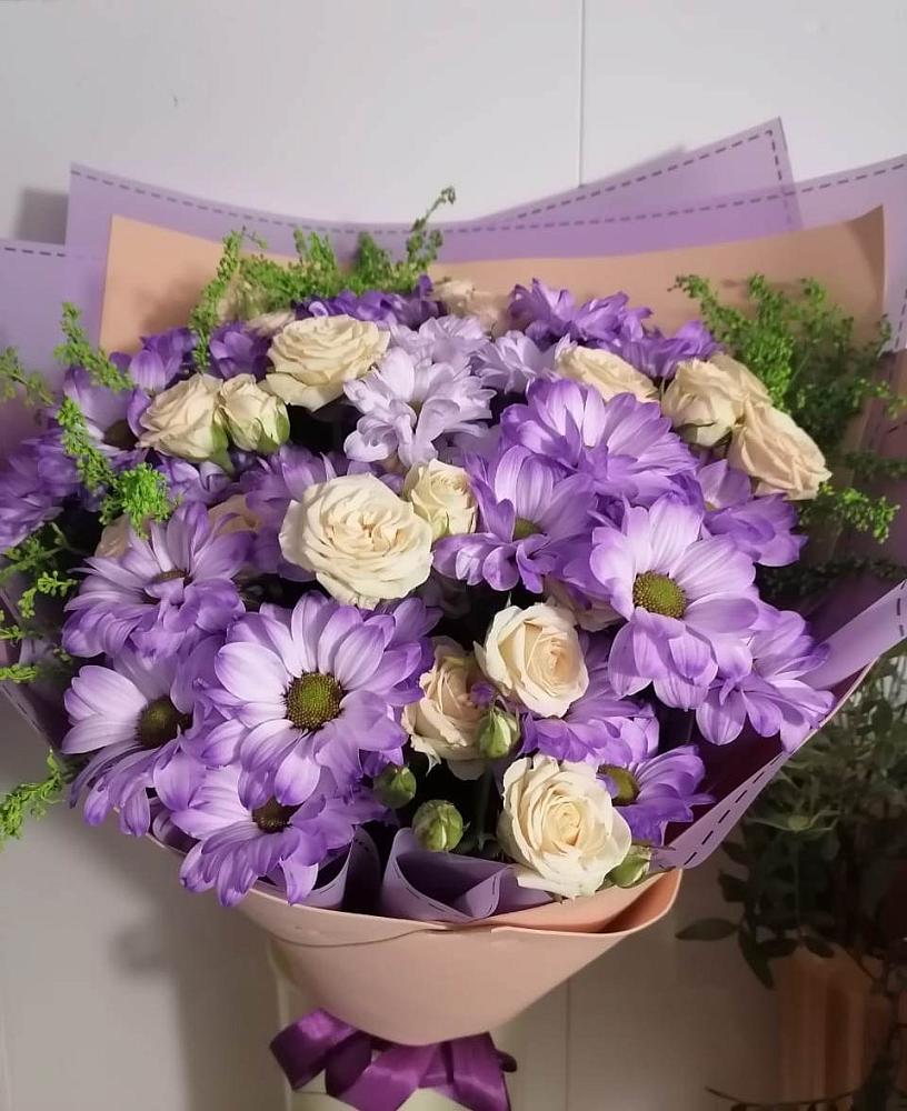 Букет цветов из: Хризантемы и Розы в Букановской