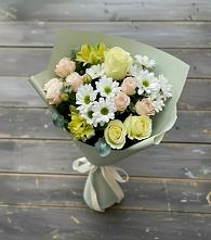 Букет цветов из:  Альстромерии, Розы и Хризантемы в Букановской