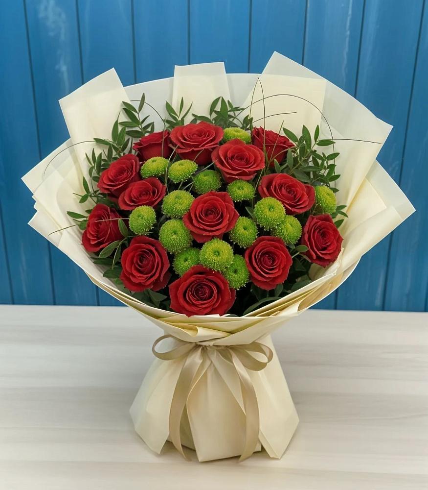 Букет цветов из: Розы и Хризантемы в Букановской