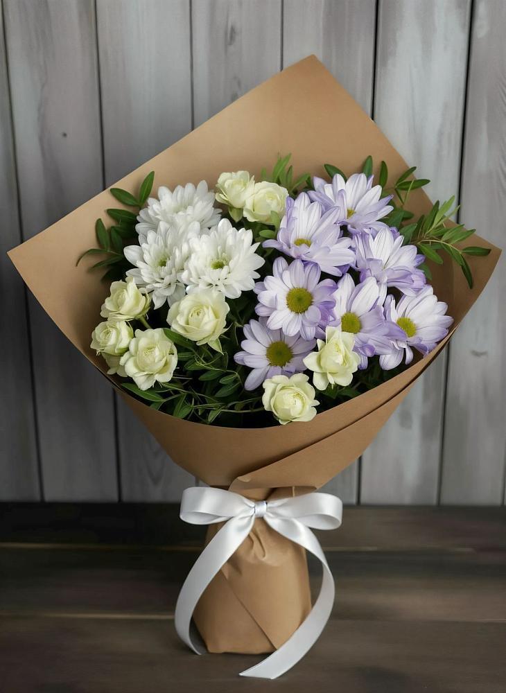 Букет цветов из: Хризантемы и Розы в Букановской